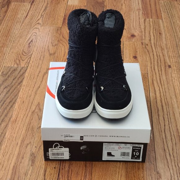 Blondo Sanity Black Waterproof Suede Faux Fur Winter Snow Boots Women Bootie 10 - Picture 4 of 14